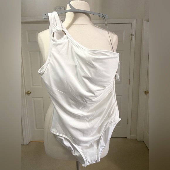 Michael Kors Women's Embellished One-Shoulder Underwire One-Piece Swimsuit NWT - Picture 2 of 9